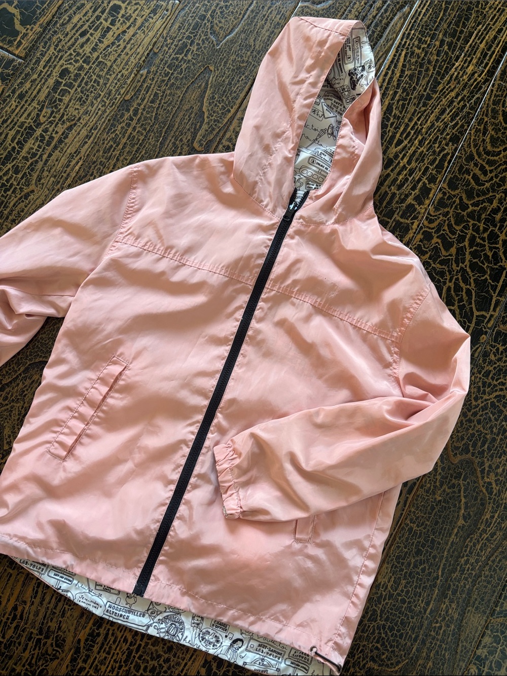 Reversible Light Pink Hooded Windbreaker Jacket